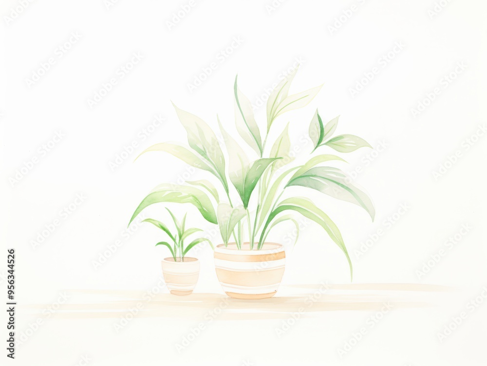 A serene watercolor painting of potted plants, featuring soft greens and a clean background, ideal for home decor or wellness themes. A serene watercolor painting of potted plants, featuring soft greens and a clean background, ideal for home decor or wellness themes.