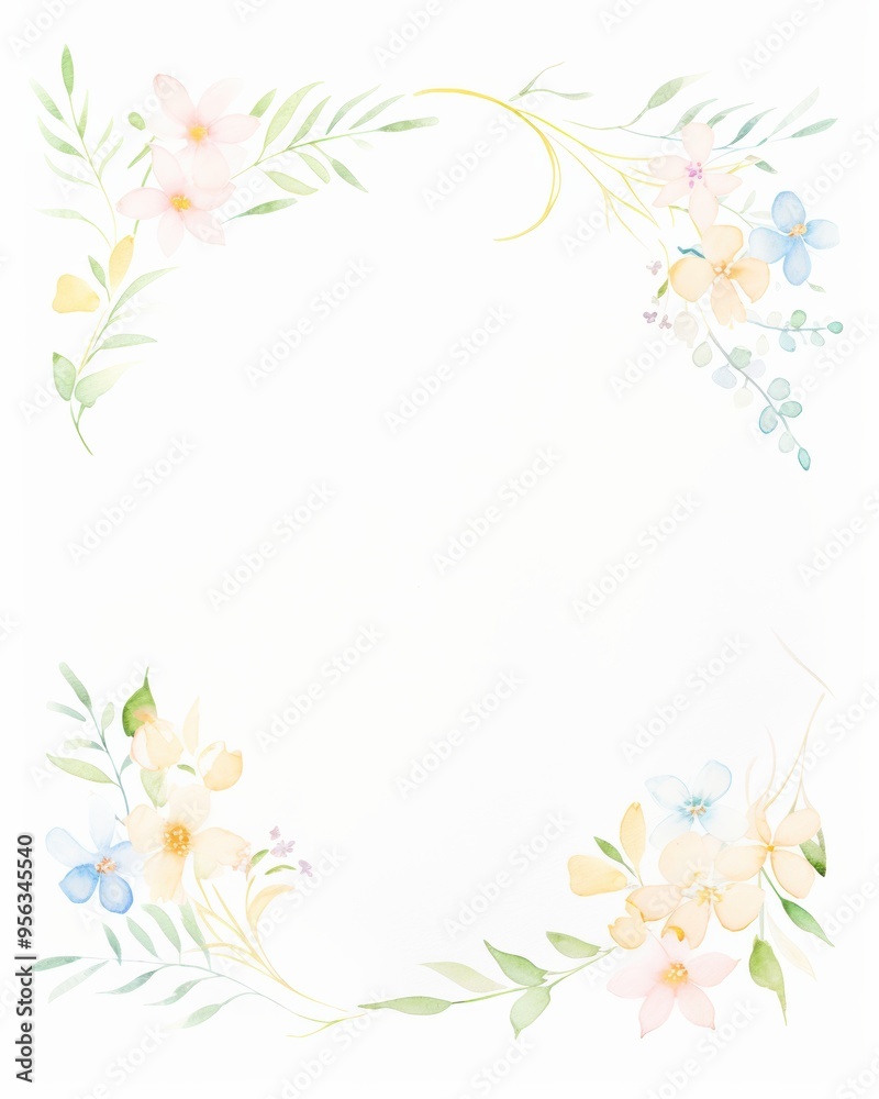 custom made wallpaper toronto digitalBeautiful floral frame featuring soft pastel flowers and delicate leaves, perfect for invitations, stationery, and creative projects.