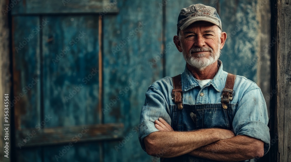 Portrait of senior worker man standing at industrial, Labor Day worker concept. Portrait of senior worker man standing at industrial, Labor Day worker concept.