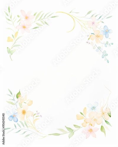 Wallpaper Mural Beautiful floral frame featuring soft pastel flowers and delicate leaves, perfect for invitations, stationery, and creative projects. Torontodigital.ca
