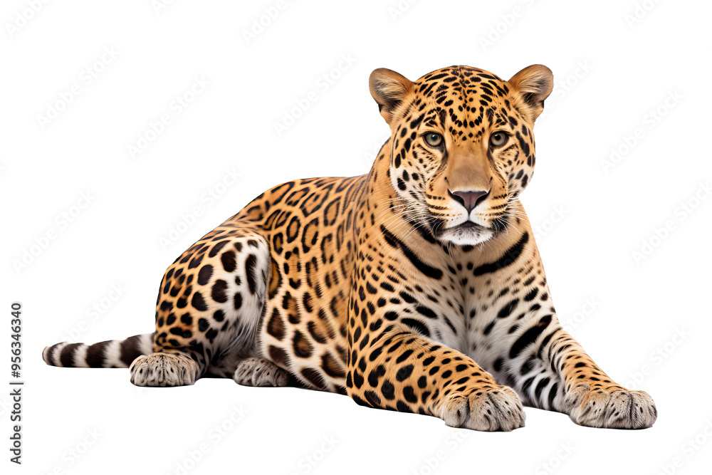 Obraz premium Leopard isolated on transparent background in high-resolution PNG format, ideal for design and digital projects.
