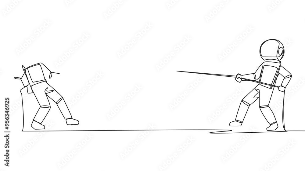 Self drawing animation of single continuous line drawing two astronauts fighting over a coin with a dollar symbol. Competition. Rare discovery of money on the surface of the moon. Full length animated Self drawing animation of single continuous line drawing two astronauts fighting over a coin with a dollar symbol. Competition. Rare discovery of money on the surface of the moon. Full length animated