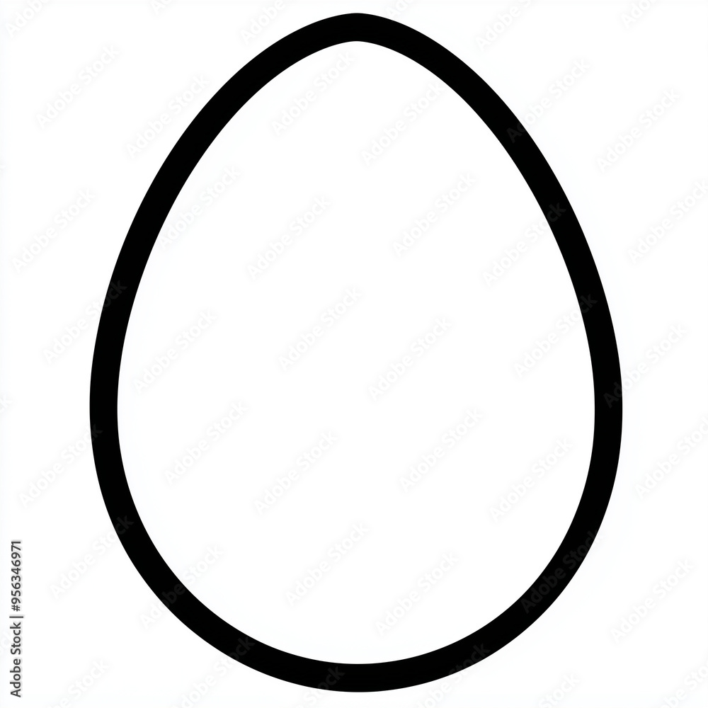 Outline of an egg icon with a bold border, perfect for a minimalist design Outline of an egg icon with a bold border, perfect for a minimalist design