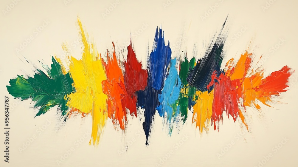 Vibrant abstract painting showcasing a burst of colors across a canvas Vibrant abstract painting showcasing a burst of colors across a canvas