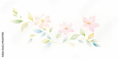 Soft watercolor flowers and leaves in pastel shades, perfect for backgrounds, cards, and creative projects.