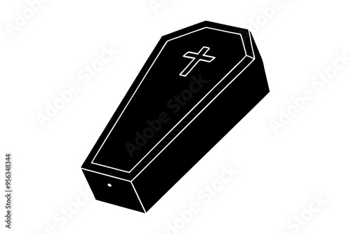 coffin silhouette. Vector illustration for graphic design, logos, websites, and social media.