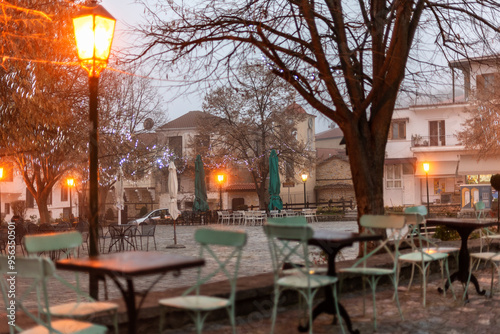 Autumn mood in square Doltso in Kastoria Greece  photo