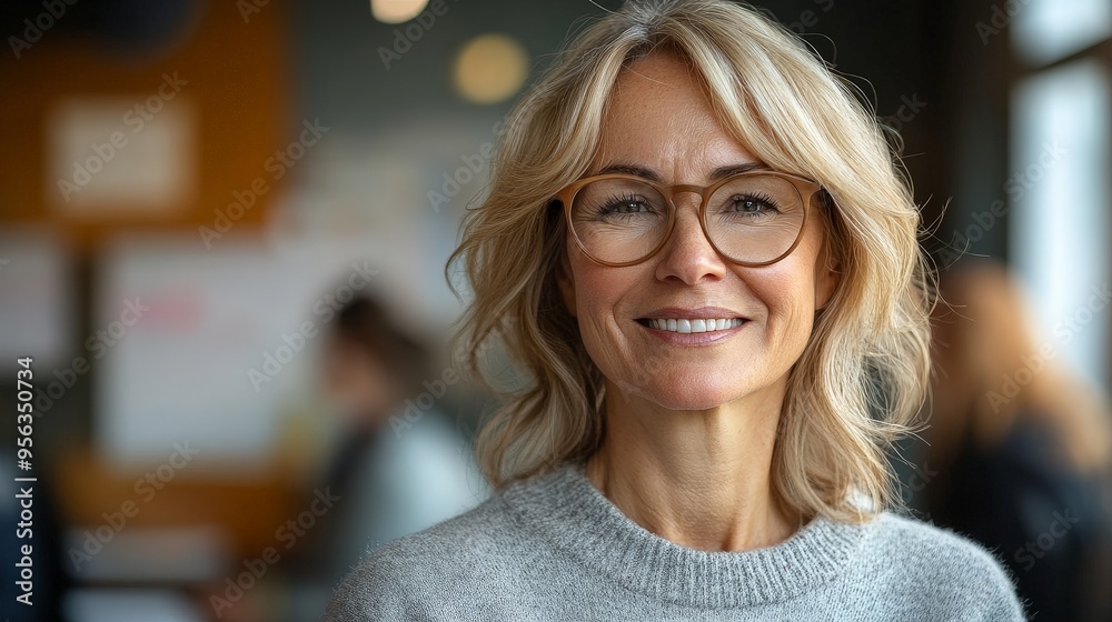 Warm Smile of a Cheerful Teacher in a Lively Classroom Warm Smile of a Cheerful Teacher in a Lively Classroom