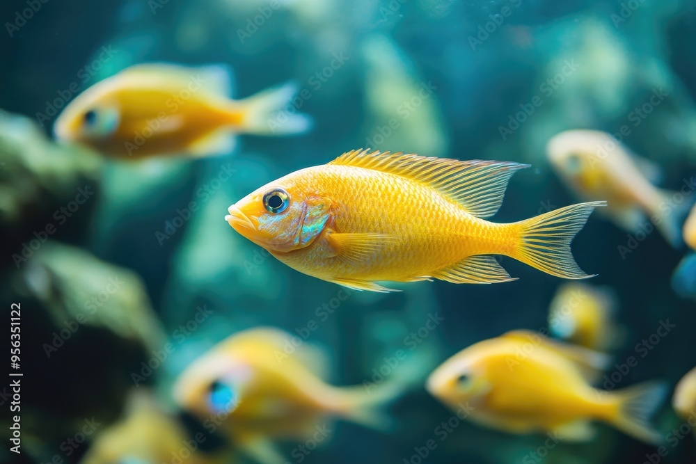 Fototapeta premium Yellow Fish Swimming in an Aquarium
