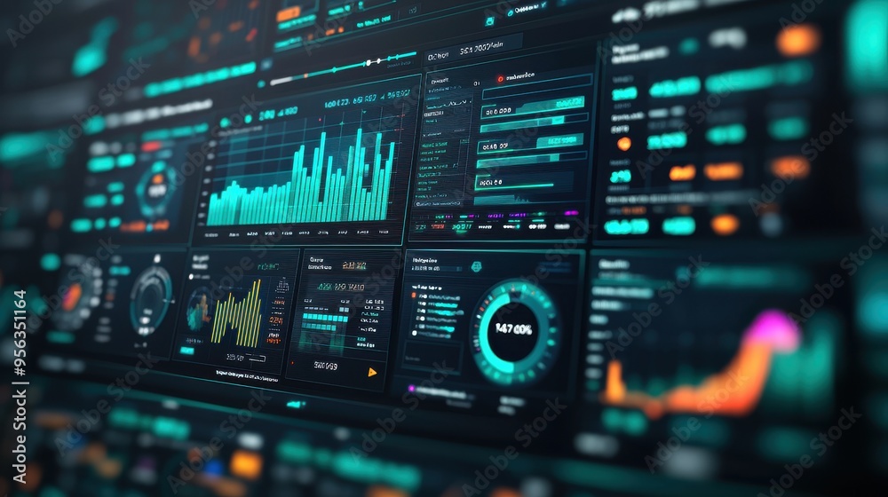 A modern data dashboard displaying vibrant analytics, metrics, and visualizations for effective data management and decision-making A modern data dashboard displaying vibrant analytics, metrics, and visualizations for effective data management and decision-making