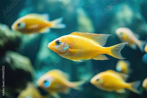 Yellow Fish Swimming in an Aquarium