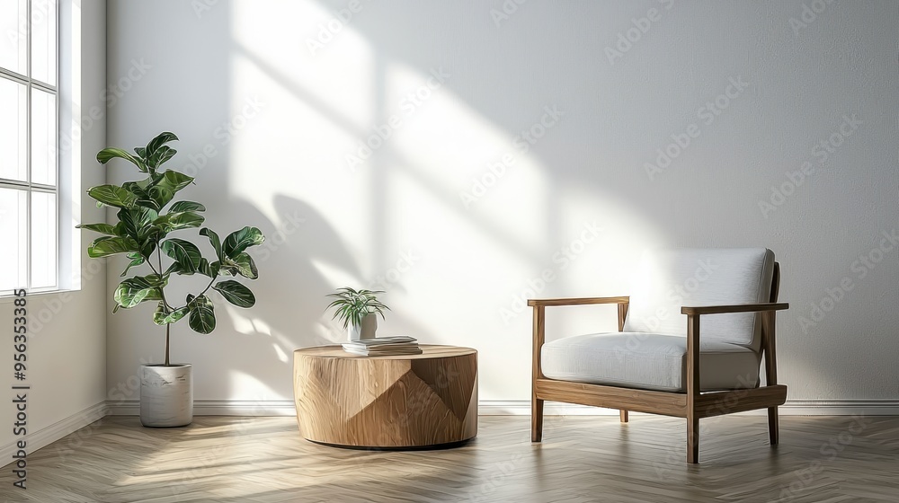 Modern Geometric Armchair in Contemporary Reading Space Modern Geometric Armchair in Contemporary Reading Space