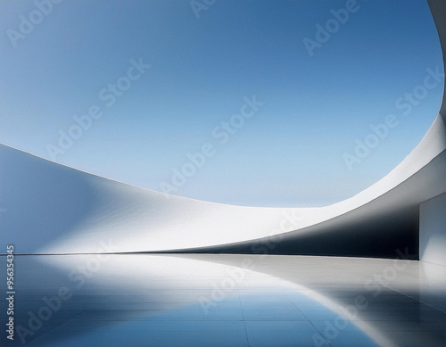 3d render of abstract structure futuristic architecture with empty concrete floor