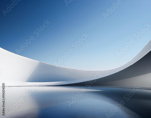 3d render of abstract structure futuristic architecture with empty concrete floor