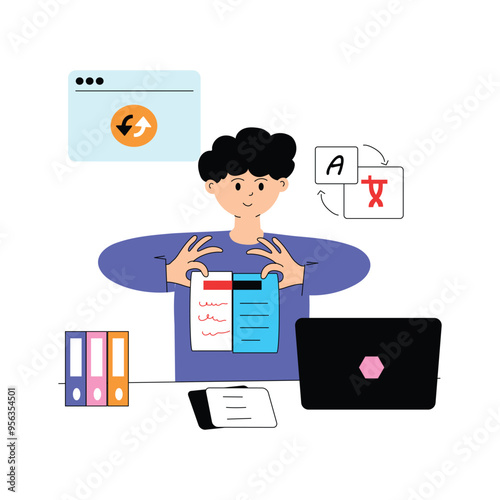 Translator flat illustration, ready to use vector