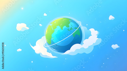 world ozone day. Abstract Globe on a Mint Background. AI generative. photo