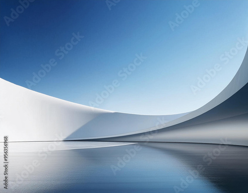 3d render of abstract structure futuristic architecture with empty concrete floor