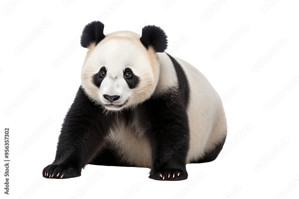 Adorable high-resolution panda isolated on transparent background for wildlife-themed designs and cute animal illustrations featuring iconic black and white bear for creative projects Adorable high-resolution panda isolated on transparent background for wildlife-themed designs and cute animal illustrations featuring iconic black and white bear for creative projects