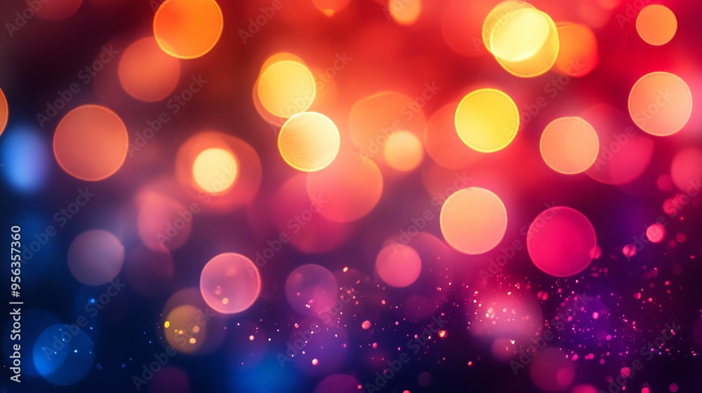 Obraz premium Colorful bokeh lights create a festive atmosphere during a lively evening event