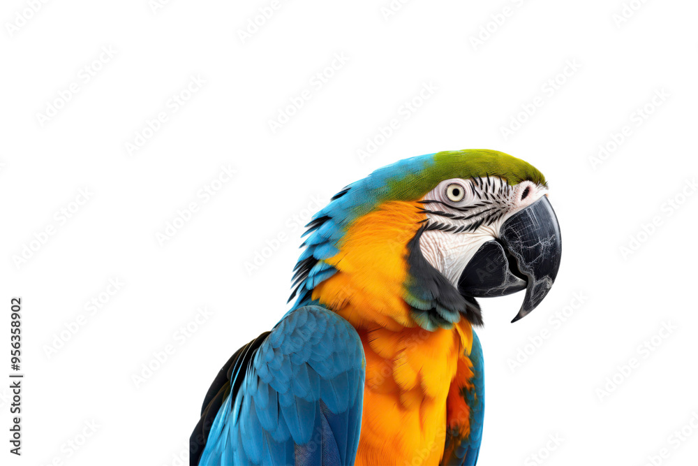 Blue, yellow, green macaw with black beak, vibrant colors, tropical theme, birds of paradise, exotic pet shops, nature illustrations Blue, yellow, green macaw with black beak, vibrant colors, tropical theme, birds of paradise, exotic pet shops, nature illustrations