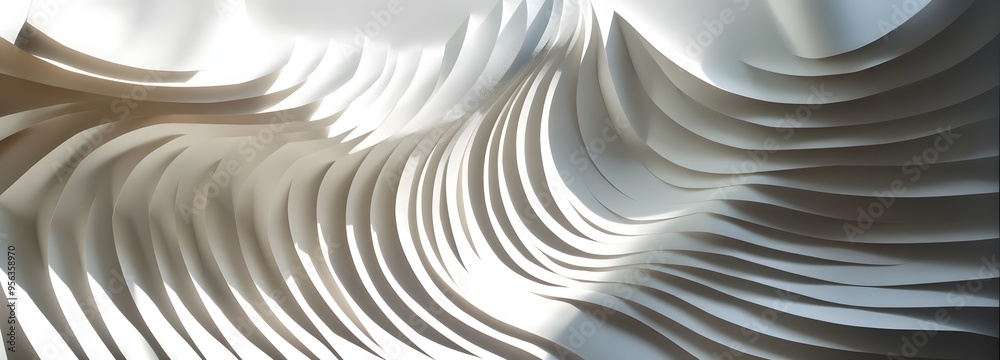 Obraz premium 30. A cascade of geometric paper cutouts creating a layered, three-dimensional arrangement with dynamic shadows