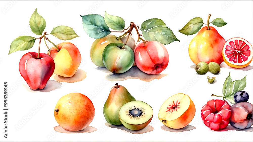 Watercolor set of fruit Watercolor set of fruit