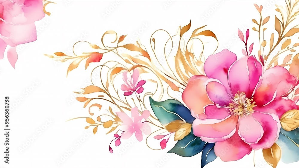 Naklejka premium Abstract romantic floral background painted in watercolor. Ideal for design greeting card cover, poster, or banner design, and etc. 