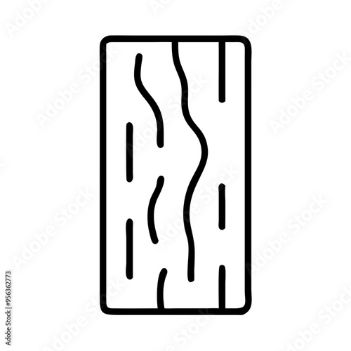 Wooden Plank Icon, Black and White, Material and Texture Design