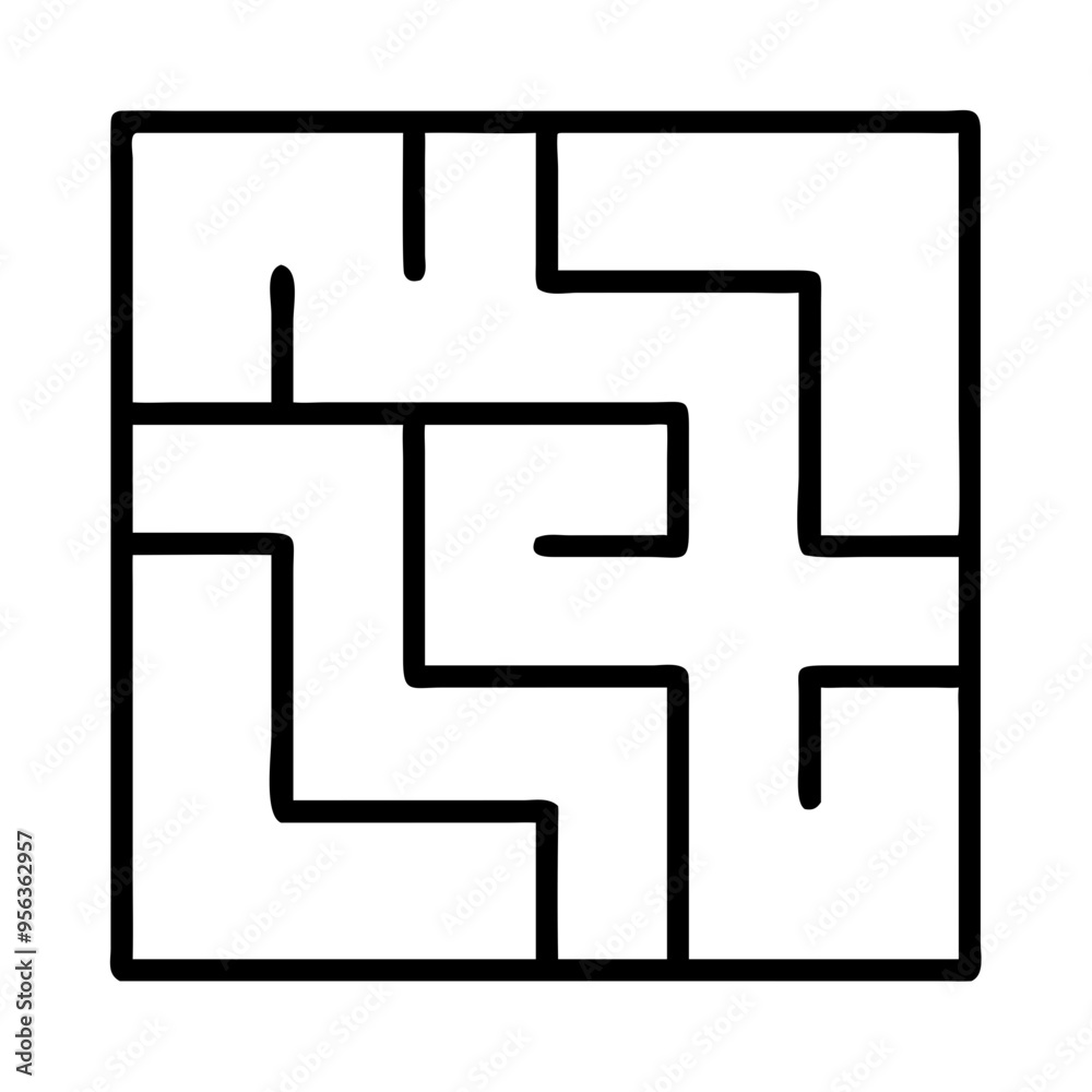 Icon of Maze in Minimalist Black and White Design, Puzzle and Fun Concept Icon of Maze in Minimalist Black and White Design, Puzzle and Fun Concept