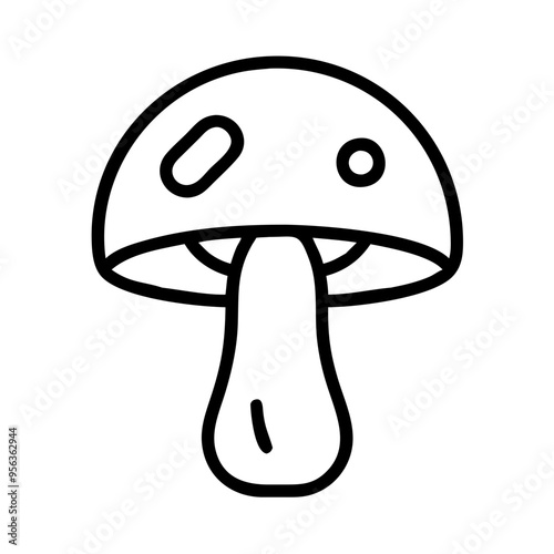 Mushroom Icon, Black and White, Nature and Fungus Design