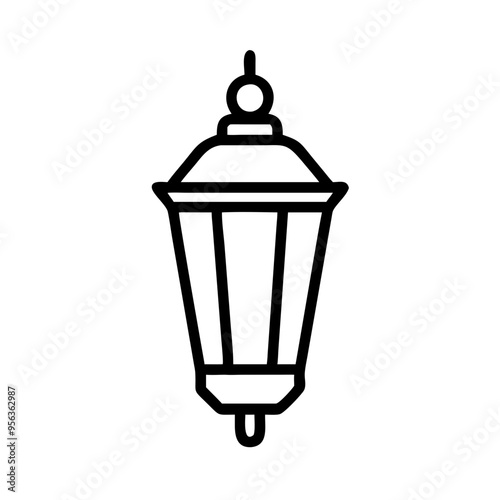 Lantern Icon, Black and White, Traditional Lighting Design