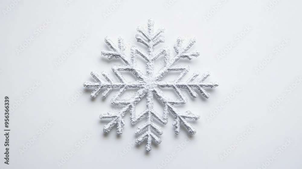 A minimalist snowflake symbol on a clean, white background, symbolizing the winter season. A minimalist snowflake symbol on a clean, white background, symbolizing the winter season.