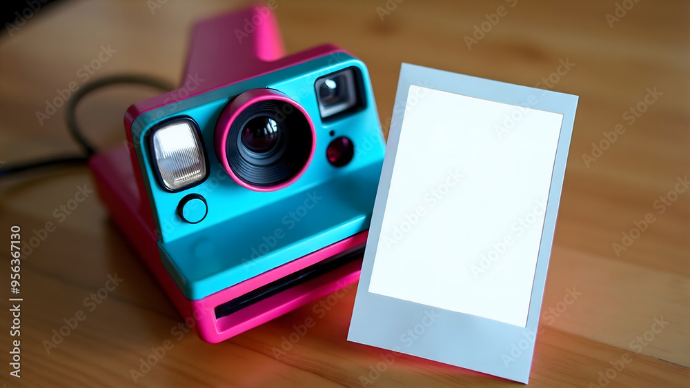 Fototapeta premium A nice colored instant camera and a photo without any images