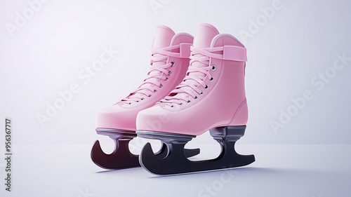 Stylish pink ice skates showcased on a clean surface ready for winter activities