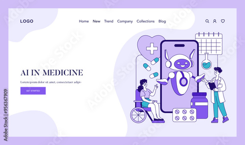 AI In Medicine. Flat Vector Illustration