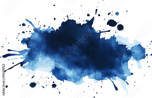 Abstract blue watercolor splash, hand-drawn vector illustration on a white background