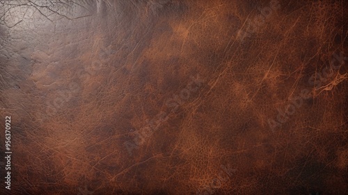 Close-up of brown leather with natural texture and grain.