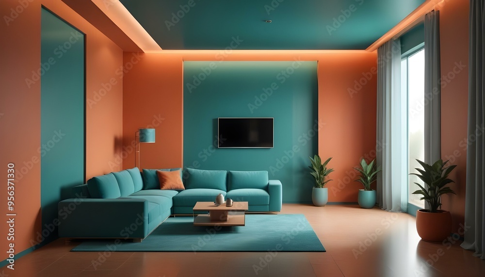 Fototapeta premium Photo interior modern design room 3d illustration