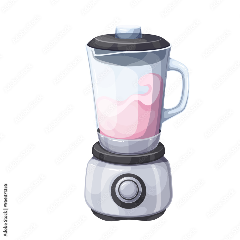 Making berry smoothie or milkshake in cartoon blender. Electric appliance preparing healthy pink blend of juice and milk, yogurt. Cooking process mascot, cartoon kitchen blender vector illustration Making berry smoothie or milkshake in cartoon blender. Electric appliance preparing healthy pink blend of juice and milk, yogurt. Cooking process mascot, cartoon kitchen blender vector illustration