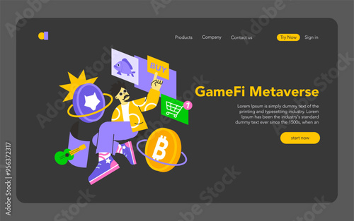 GameFi. Flat Vector Illustration