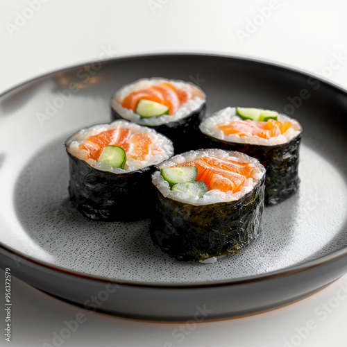 Contemporary Maki Roll on Elegant Black Plate