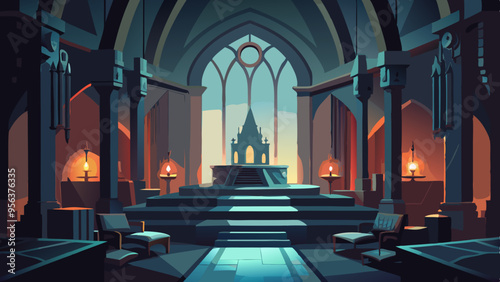 Gothic Vampire's Lair: Dark, Luxurious, and Eerie Illustration of a Vampire's Domain
