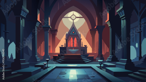 Gothic Vampire's Lair: Dark, Luxurious, and Eerie Illustration of a Vampire's Domain
