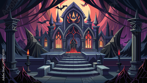 Gothic Vampire's Lair: Dark, Luxurious, and Eerie Illustration of a Vampire's Domain
