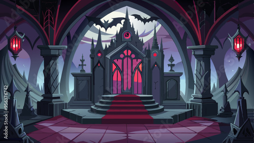 Gothic Vampire's Lair: Dark, Luxurious, and Eerie Illustration of a Vampire's Domain
