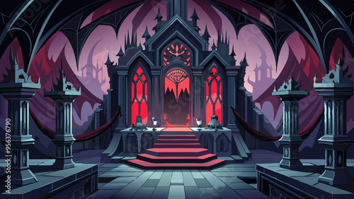 Gothic Vampire's Lair: Dark, Luxurious, and Eerie Illustration of a Vampire's Domain
