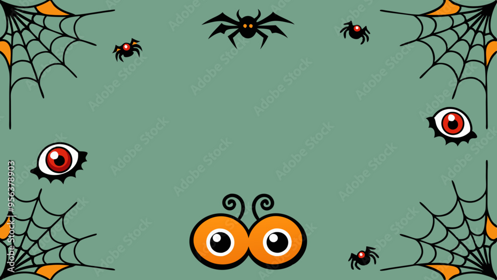 Spooky Frame Borders with Spider Webs, Bats, and Pumpkins Spooky Frame Borders with Spider Webs, Bats, and Pumpkins
