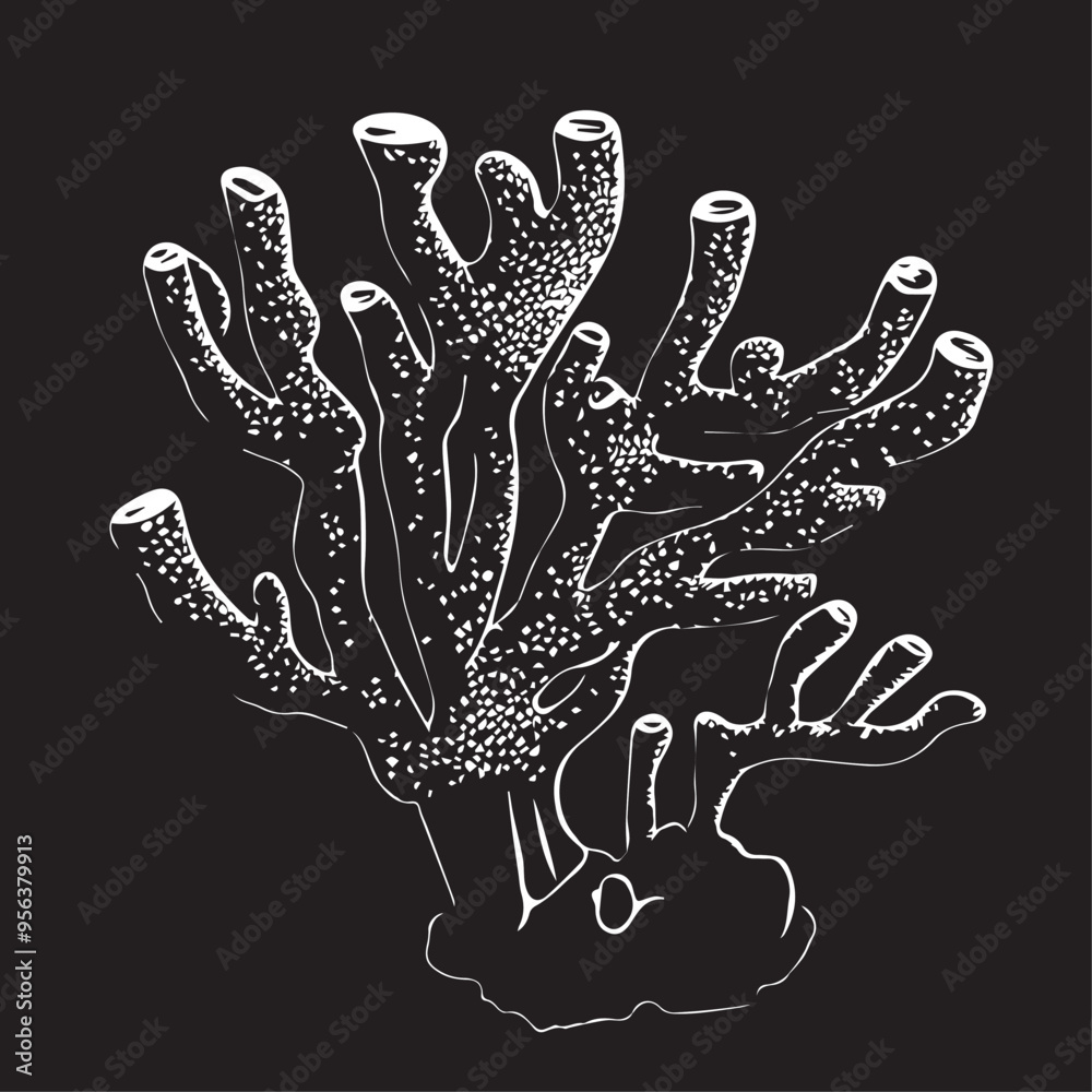 Naklejka premium Coral in cartoon, doodle style . Image for t-shirt, web, mobile apps and ui. Isolated 2d vector illustration in logo, icon, sketch style, Eps 10, black and white. AI Generative