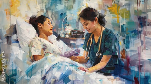 Wallpaper Mural Nurse Checking on Patient. Torontodigital.ca