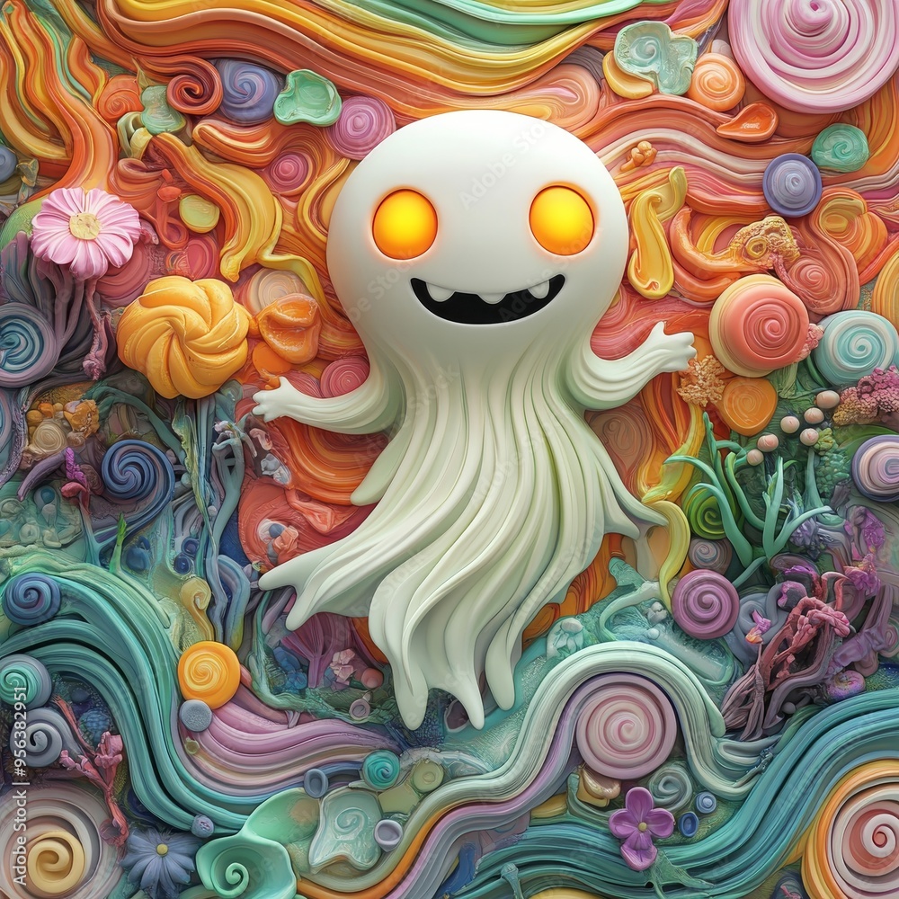 Enchanting Whimsical 3D Claymation Art of Cheerful Ghost in Spooky Forest | Ultra HD Animation with Playful Anime Features Enchanting Whimsical 3D Claymation Art of Cheerful Ghost in Spooky Forest | Ultra HD Animation with Playful Anime Features